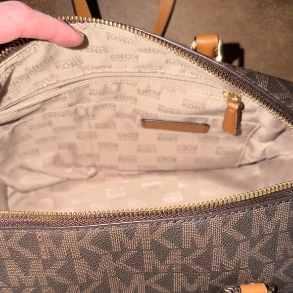 Michael Kors Signature Brown Satchel with Crossbody Strap - Picture 13 of 15